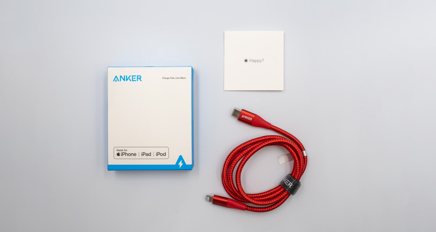 Anker PowerLine+ II USB-C ＆ ライトニングケーブルの付属品